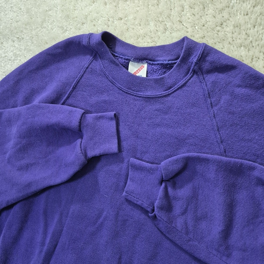 Vintage JERZEES Blank Crewneck Sweatshirt Mens XL Slim Purple USA 90s Y2K Dad